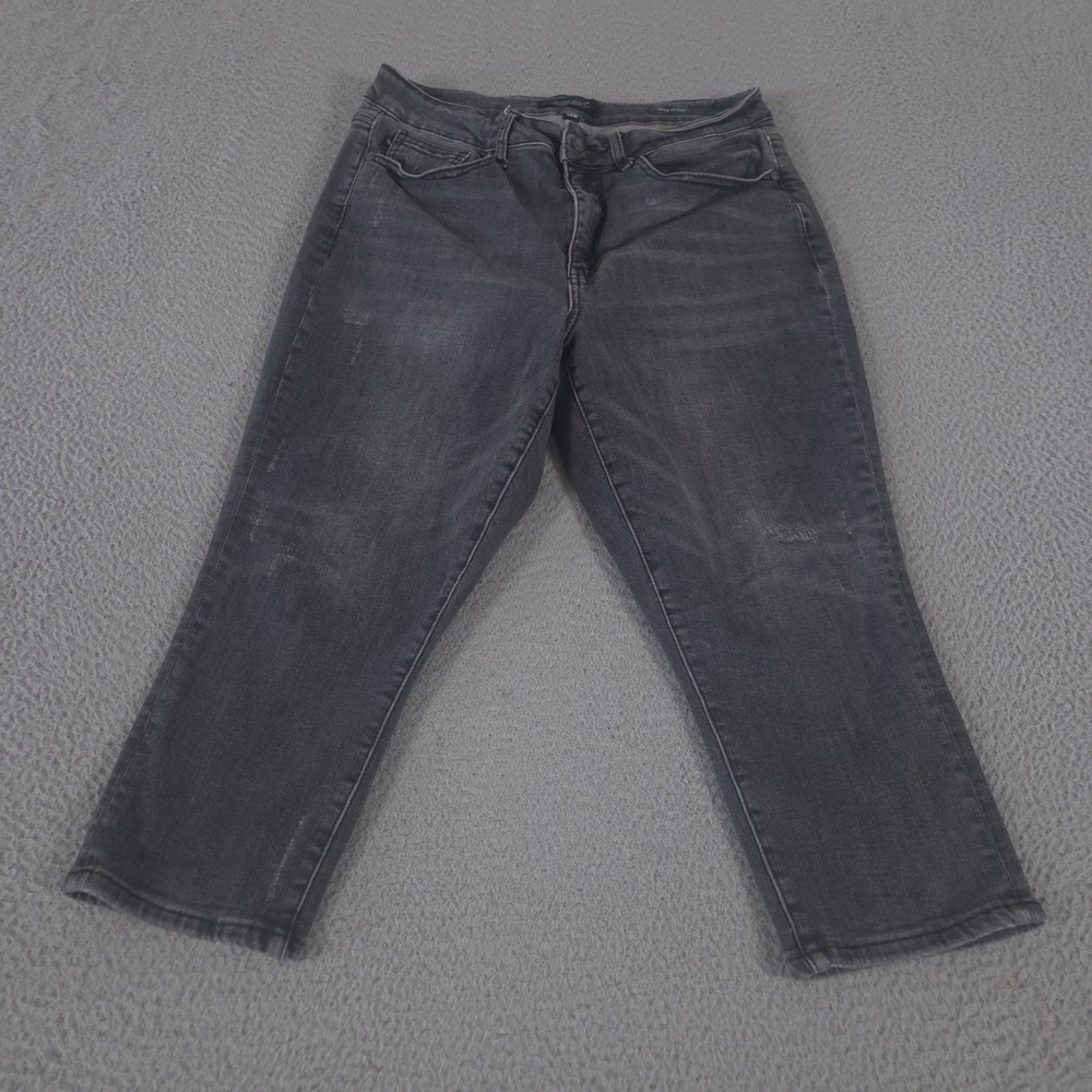 Judy Blue Jeans Womens 14W Black Skinny Fit Capri Distressed Denim Cropped‎ Leg